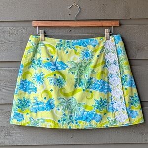 VTG 80s Lilly Pulitzer Cruising Monkey Steam Vegetable Garden Wrap Skirt Size 4